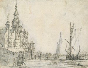 View of the Groothoofdspoort from the north-east, Dordrecht, 1618 by Aelbert Cuyp