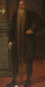 Portrait of Pieter Dircksz, called Long Beard, Council Member of the Orphan Chamber in Edam by Aert Pietersz. (attributed to)