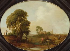 A Landscape with Reedcutters by Aert van der Neer