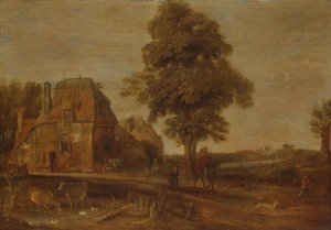 Landscape with an Inn by Aert van der Neer