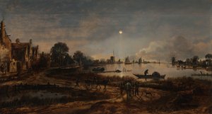 River View by Moonlight by Aert van der Neer