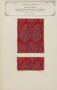 Figured silk cloth sample made in Herat, from The Collection of the Textile Manufacturers of India, by John Forbes Watson, published in 1866 by Afghan School