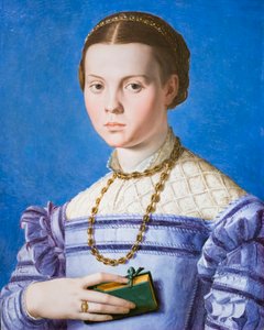 Portrait of a Girl with a Book, Possibly Giulia di Alessandro de Medici by Agnolo Bronzino