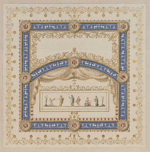 Ceiling Designs in the Antique Manner, with Central Scenes of the Gods in Friezes