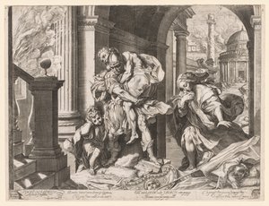Aeneas and His Family Fleeing Troy by Agostino Carracci