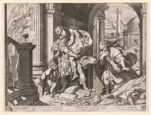Aeneas and His Family Fleeing Troy by Agostino Carracci