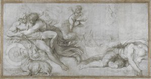 Cephalus carried off by Aurora in her Chariot (Cartoon for a fresco in the Gallery of the Palazzo Farnese, Rome), c. 1599 by Agostino Carracci