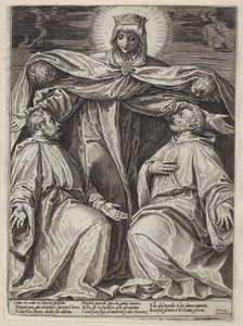 A Madonna of Mercy with Two Monks by Agostino Carracci