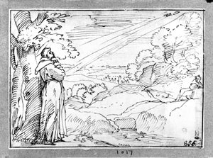 Landscape with St. Francis by Agostino Carracci