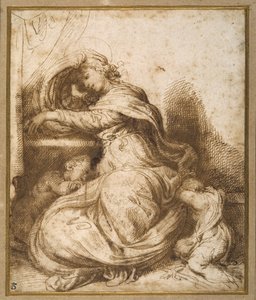 Madonna and Child with St John, all asleep by Agostino Carracci