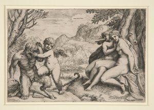 Pan Subdued by Cupid by Agostino Carracci