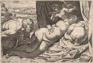 Satyr and Nymph by Agostino Carracci