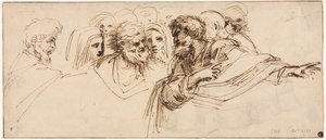 Study of Heads (recto) by Agostino Carracci