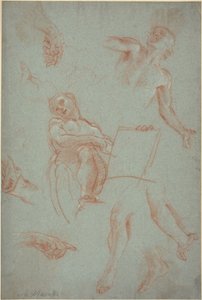 Sheet of Studies with Figures, Hands, and Feet by Agostino Masucci