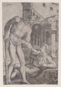 A Man Helping Another to His Feet, ca. 1514-36 by Agostino Veneziano