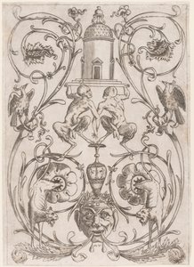 Grotesque Ornament with Satyrs, from a set of twenty ornament panels
