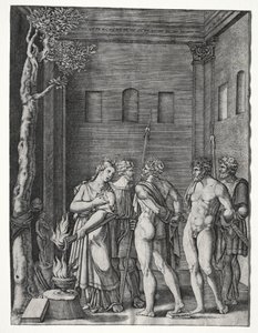 Orestes and Pylades Brought to Iphigenia for Sacrifice by Agostino Veneziano