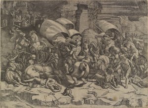 The Battle Between Scipio Africanus and the Carthaginians ("The Battle with the Cutlass") by Agostino Veneziano