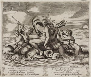 Psyche Served in Her Bath by Nymphs She Cannot See by Agostino dei Musi
