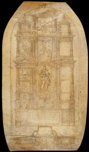 Drawing of an Altarpiece of the Virgin of the Rose by Agustí Pujol II
