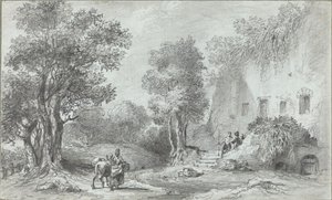 Landscape with Peasants before an Inn by Aignan Thomas Desfriches