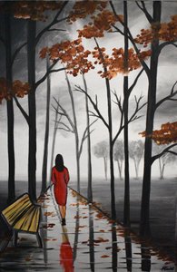 Autumn Path Red Dress