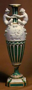 Minton vase decorated with Parian porcelain figures, c.1855