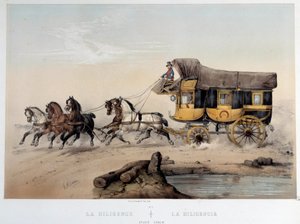 La diligence. Lithography by Albert Adam
