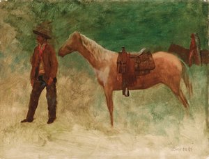 Standing Cowboy with Horse by Albert Bierstadt