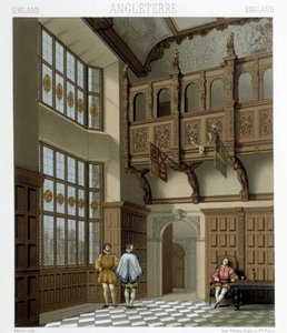 Interior of a stately house in England in the 18th century. Illustration in Le costume historique by Racinet by Albert Charles August Racinet