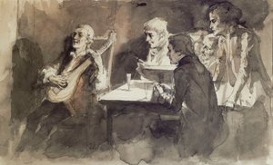 Bellman Singing for His Friends for the Last Time, Study by Albert Edelfelt