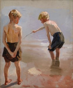 Boys Playing on the Shore, Study by Albert Edelfelt