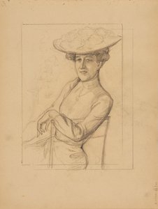 Sitting Woman with a Hat by Albert Edelfelt