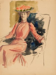 Seated Woman with a Hat by Albert Edelfelt