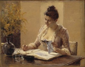 Lady Writing a Letter by Albert Edelfelt