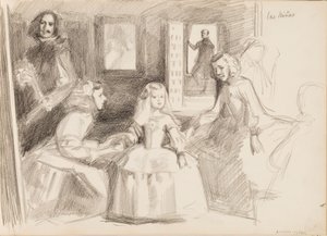 Las Meninas, Sketch after Diego Velázquez by Albert Edelfelt