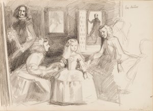 Las Meninas, Sketch after Diego Velázquez by Albert Edelfelt