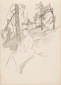 Landscape Sketch, Woman in the Foreground by Albert Edelfelt