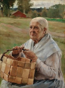Old Woman with a Chip Basket by Albert Edelfelt