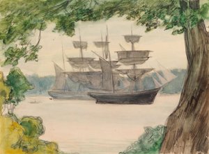 Sailing Boats in Landscape by Albert Edelfelt