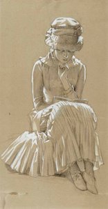 Young Girl Seated, Study for Under the Birches by Albert Edelfelt