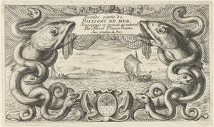 Seascape with Sea Creatures and a Fishing Net (series title: Fish and Other Sea Creatures - Saltwater Second Series) by Albert Flamen