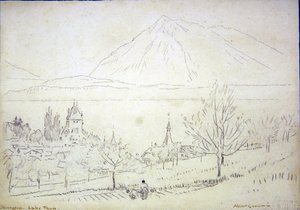 Lake Thun, Oberhofen by Albert Goodwin