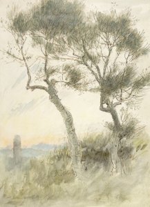 Study of Two Trees by Albert Goodwin