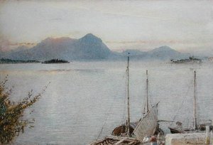 Sunrise from Baveno, Lago Maggiore by Albert Goodwin
