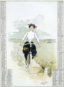 Woman on a bicycle - drawing by Guillaume, calendar