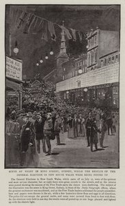 Scene at Night in King Street, Sydney, while the Results of the General Election in New South Wales were being Posted Up by Albert Henry Fullwood