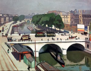 Saint Michel Bridge in Paris, Quai des Grands Augustins, 1908