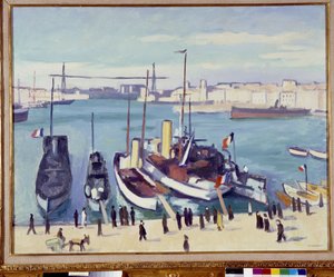 The port of Marseille with the ferry bridge