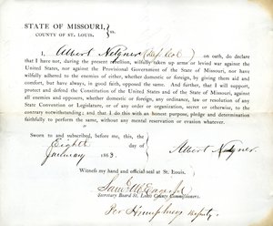 Loyalty Oath of Albert Nelgner of Missouri, County of St. Louis by Albert Nelgner